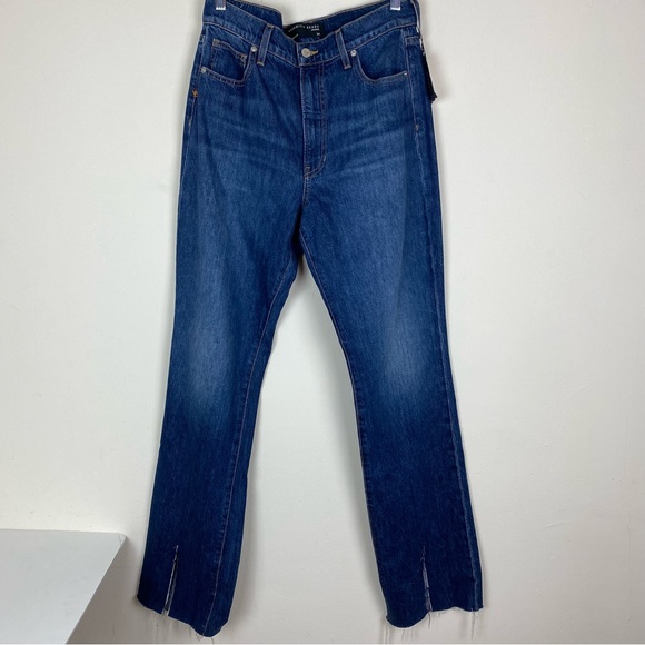 Veronica Beard Keane Long Straight Leg High Rise Front Slit Jeans Size 30 - Picture 2 of 14